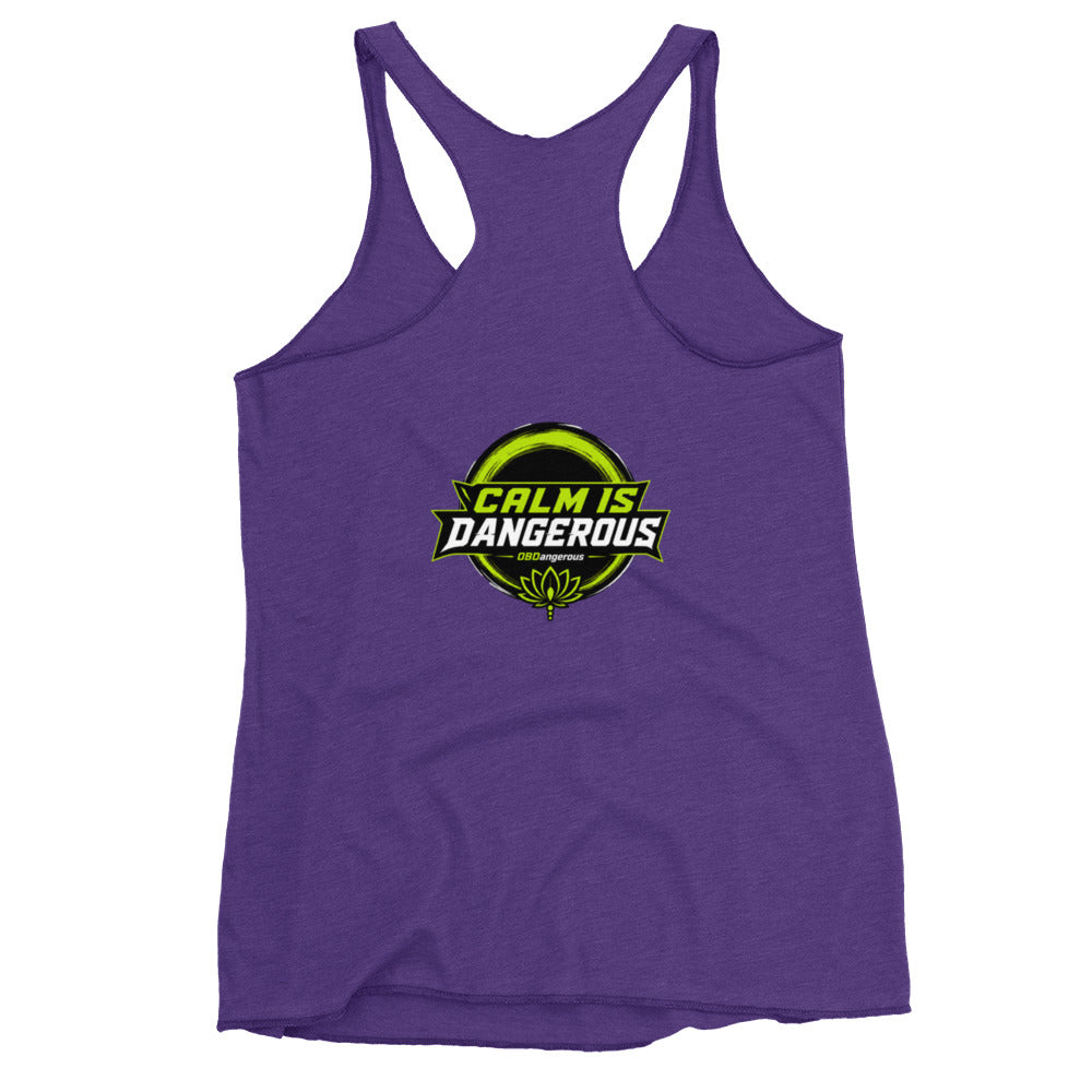 Purple women's racerback tank top by OB DANGEROUS, designed for gym and street, with a comfortable fit and stylish appearance.